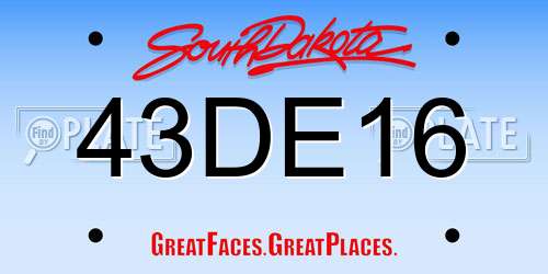 43DE16 South Dakota License Plate