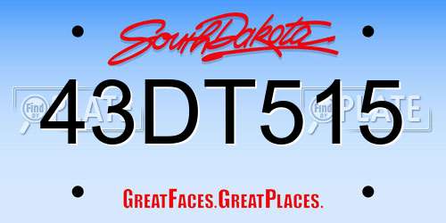 43DT515 South Dakota License Plate