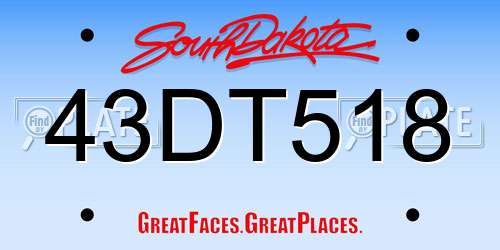 43DT518 South Dakota License Plate