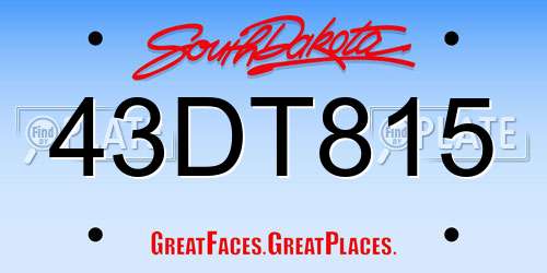 43DT815 South Dakota License Plate