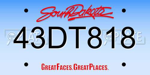 43DT818 South Dakota License Plate
