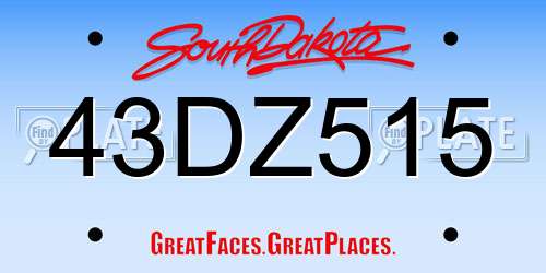 43DZ515 South Dakota License Plate