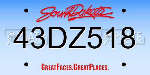 43DZ518 South Dakota License Plate