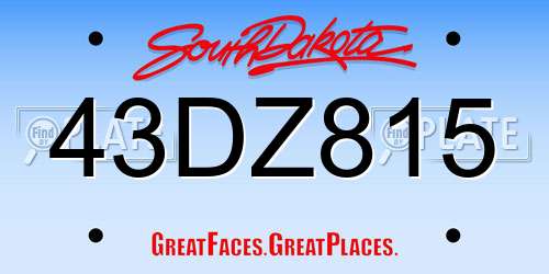 43DZ815 South Dakota License Plate