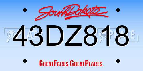 43DZ818 South Dakota License Plate