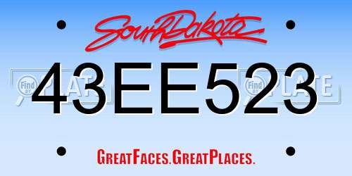 43EE523 South Dakota License Plate