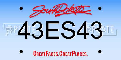 43ES43 South Dakota License Plate