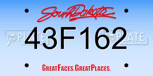 43F162 South Dakota License Plate