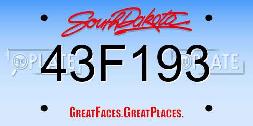 43F193 South Dakota License Plate