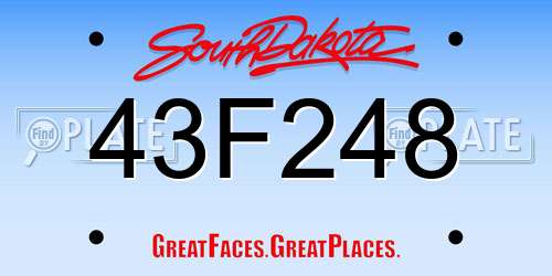 43F248 South Dakota License Plate