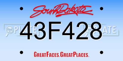 43F428 South Dakota License Plate