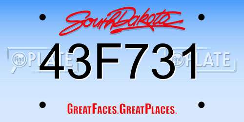 43F731 South Dakota License Plate