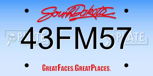 43FM57 South Dakota License Plate