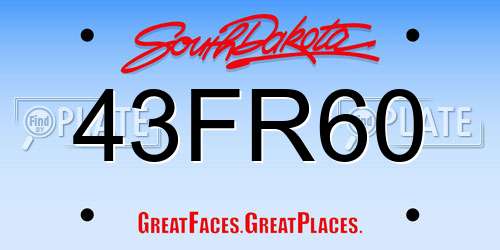43FR60 South Dakota License Plate