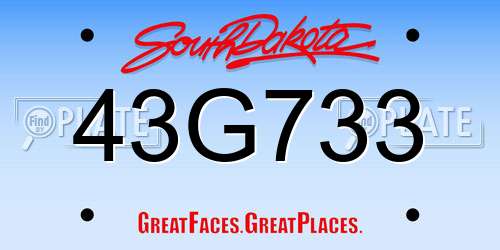 43G733 South Dakota License Plate