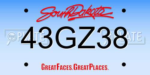43GZ38 South Dakota License Plate