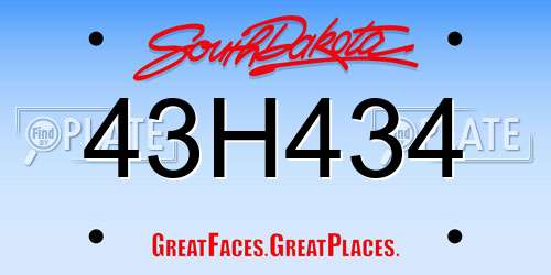 43H434 South Dakota License Plate
