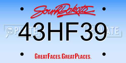 43HF39 South Dakota License Plate