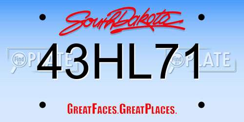 43HL71 South Dakota License Plate