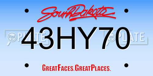 43HY70 South Dakota License Plate