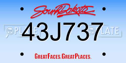43J737 South Dakota License Plate