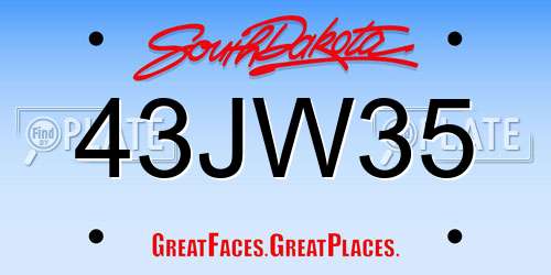 43JW35 South Dakota License Plate