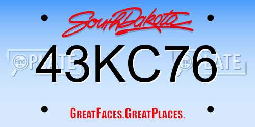 43KC76 South Dakota License Plate