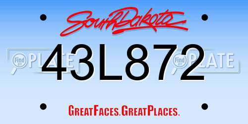 43L872 South Dakota License Plate