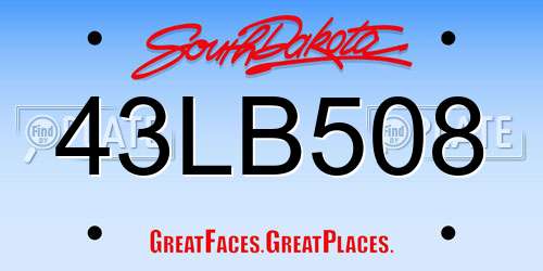 43LB508 South Dakota License Plate
