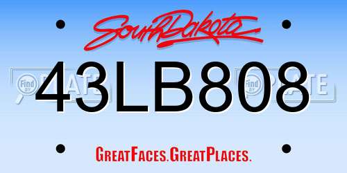 43LB808 South Dakota License Plate