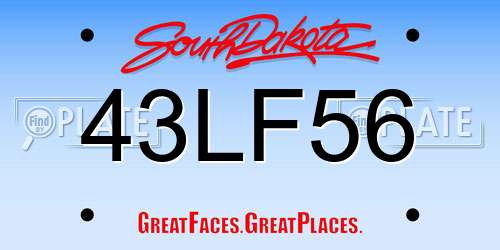 43LF56 South Dakota License Plate