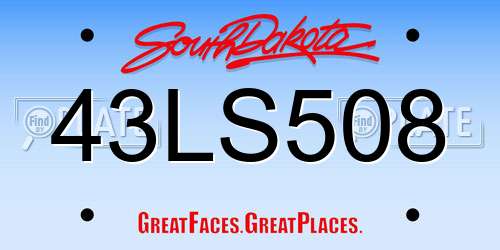 43LS508 South Dakota License Plate