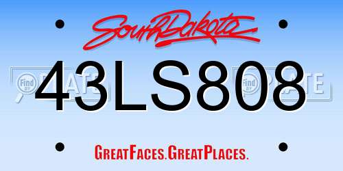 43LS808 South Dakota License Plate