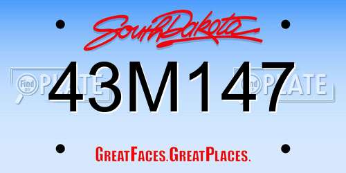 43M147 South Dakota License Plate