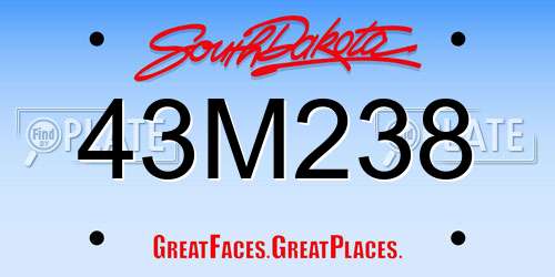 43M238 South Dakota License Plate