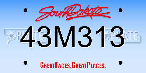 43M313 South Dakota License Plate