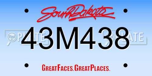 43M438 South Dakota License Plate