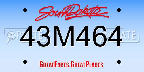 43M464 South Dakota License Plate