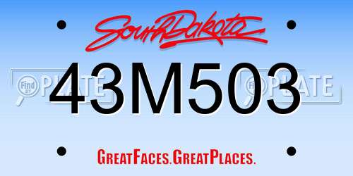 43M503 South Dakota License Plate