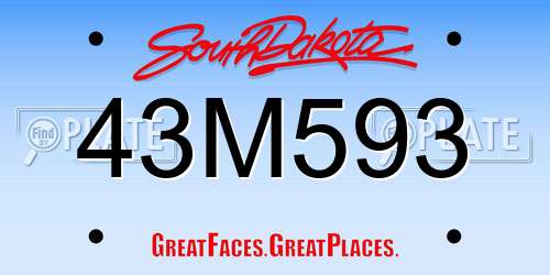 43M593 South Dakota License Plate