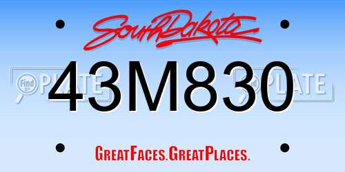 43M830 South Dakota License Plate