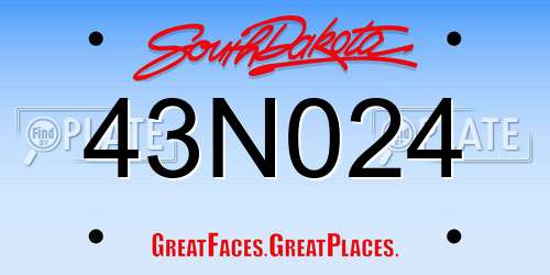 43N024 South Dakota License Plate
