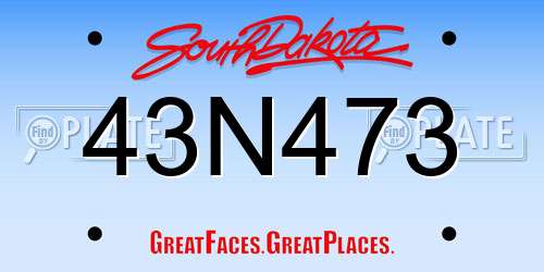 43N473 South Dakota License Plate