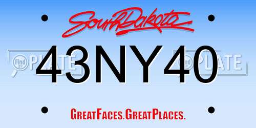 43NY40 South Dakota License Plate