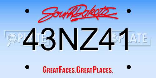 43NZ41 South Dakota License Plate