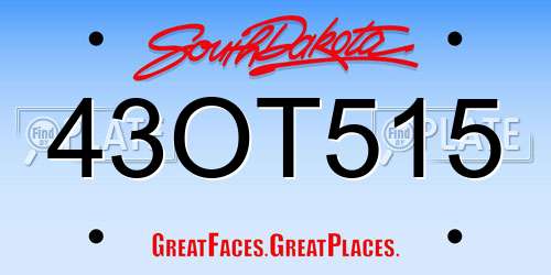 43OT515 South Dakota License Plate