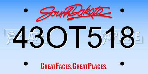 43OT518 South Dakota License Plate