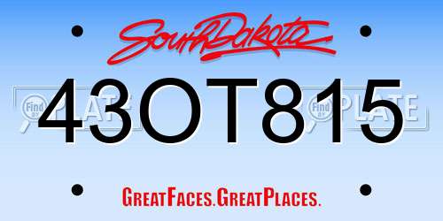 43OT815 South Dakota License Plate