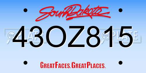43OZ815 South Dakota License Plate