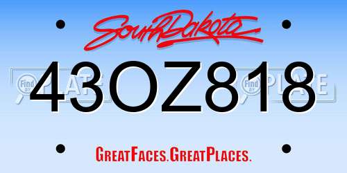 43OZ818 South Dakota License Plate